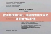 欧洲精英学府通行证，维也纳大学文凭的非凡魅力与无限价值