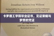 荣耀启航，卡罗理工学院证书，承载学子梦想的里程碑