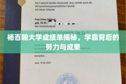 杨百翰大学学霸养成记，揭秘背后不懈努力与丰硕成果