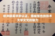 欧洲顶尖学府认可，维也纳技术大学文凭的全球吸引力解析