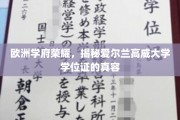 探索爱尔兰高威大学学位证的神秘面纱，欧洲教育瑰宝的认证风采
