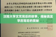 探寻汉阳大学文凭之谜，揭开学历背后的不凡历程