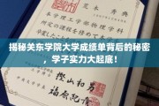 关东学院大学成绩单揭秘，揭秘学子实力与潜力！