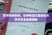 欧洲教育新星，杜伊斯堡艾森大学文凭价值几何？