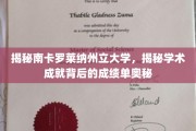 解码南卡罗莱纳大学，揭秘学术辉煌背后的成绩单秘密