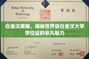 白金汉学位闪耀全球，揭秘顶尖学府的荣耀密码