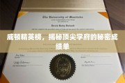 威顿精英榜大揭秘，揭秘顶尖学府的学霸养成记
