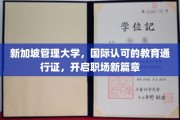新加坡管理大学，国际认可的学历通行证，助力职场华丽转身