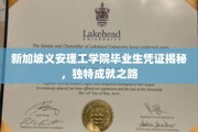 解码新加坡义安理工学院毕业生非凡成就，揭秘独特成才轨迹