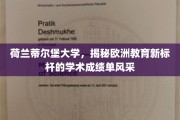 欧洲教育先锋，蒂尔堡大学展翅翱翔的学术荣耀纪实