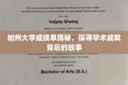 解码加州大学成绩单，揭开学术精英背后的奋斗轨迹