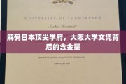 揭秘，大阪大学文凭，开启国际职场敲门砖的秘密