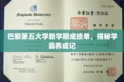 解锁学霸秘籍，巴黎第五大学新学期成绩单背后的学霸养成之路