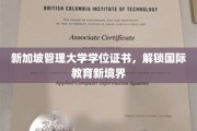 新加坡管理大学证书，开启全球教育新篇章