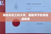 东京工科精英崛起，揭秘学子非凡成就之路