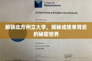 揭开北州大成绩单神秘面纱，探索学术成就背后的人生奥秘