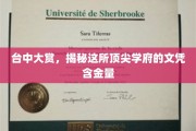 台中大赏揭晓，揭秘顶尖学府文凭的耀眼价值