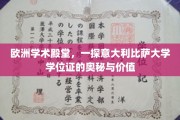探寻比萨大学学位证的传奇之旅，欧洲学府的荣耀凭证