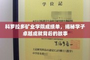 科罗拉多矿业精英，揭开学子辉煌背后的奋斗轨迹
