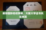 跨越国界，大阪大学荣誉证书绽放光芒
