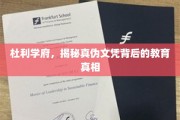 文凭迷雾，杜利学府揭秘学历认证的隐秘世界