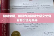 台湾阳明大学文凭之谜，揭秘其背后的独特魅力与无限价值