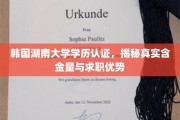 解码韩流学府，韩国湖南大学学历认证的求职魅力与价值评估