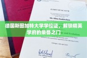 斯图加特荣耀，解锁德国顶尖学府的精英通行证