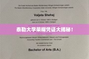 泰勒大学独家荣耀证书背后的故事揭晓